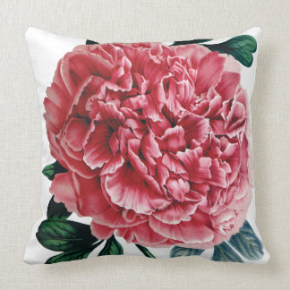 Pink large peony flower cushion