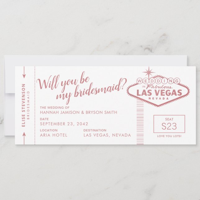 Pink Las Vegas Wedding Bridesmaid Proposal (Front)