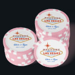 Pink Las Vegas Wedding Favour Poker Chips<br><div class="desc">Get ready for a memorable Las Vegas wedding with these customisable wedding welcome poker chips.</div>