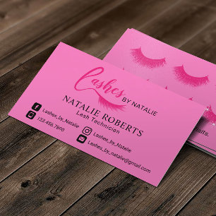 Pink Lashes Logo Eyelash Extensions Salon Loyalty Card