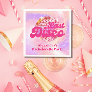 Pink Last Disco Retro 70's Bachelorette Party Napkin