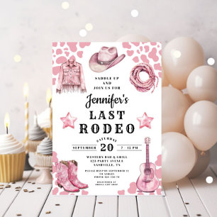 Pink Last Rodeo Bachelorette Invitation