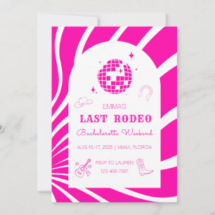 Pink Last Rodeo Bachelorette Weekend Invitation