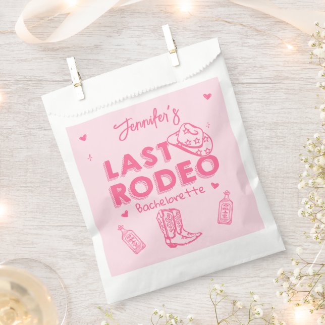 Pink Last Rodeo Cowgirl Bachelorette Party Favour Bag (Clipped)