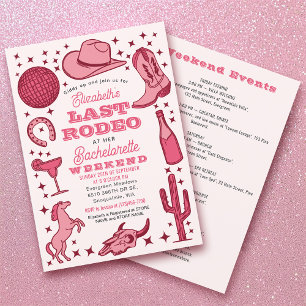 Pink Last Rodeo Cowgirl Bachelorette Weekend Invitation