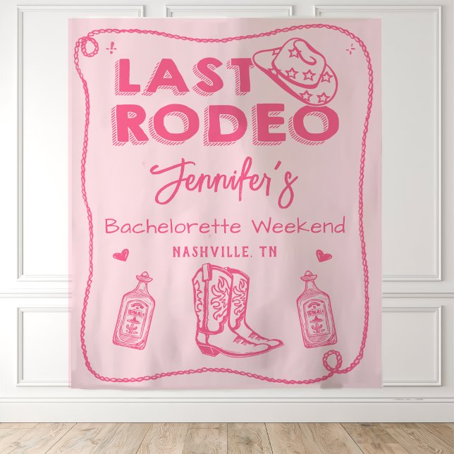 Pink Last Rodeo Cowgirl Bachelorette Weekend Tapestry (Creator Uploaded)