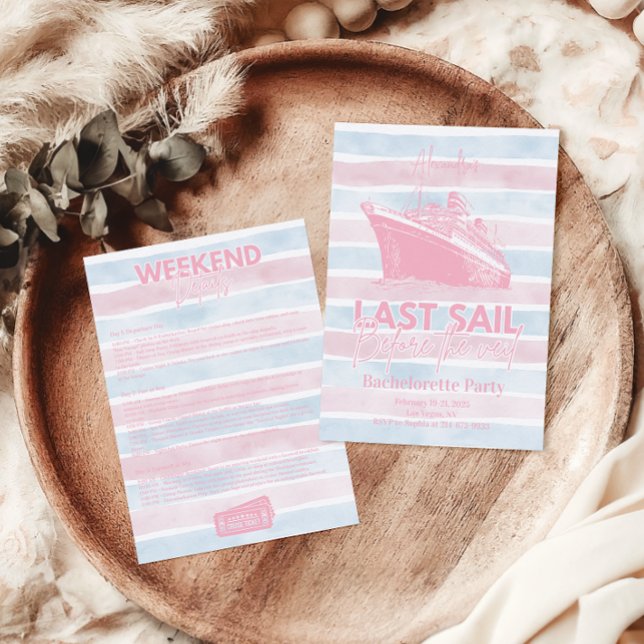 Pink Last Sail Before The Veil Bachelorette  Invitation (Creator Uploaded)