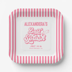 Pink Last Splash Pool Bachelorette Party Paper Plate