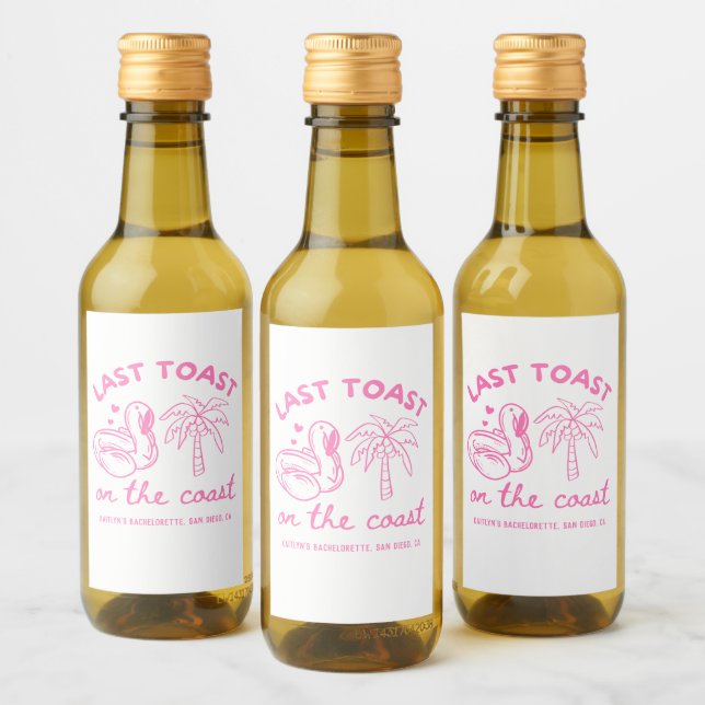 Pink Last Toast Bachelorette Party Favour Wine Label (Bottles)