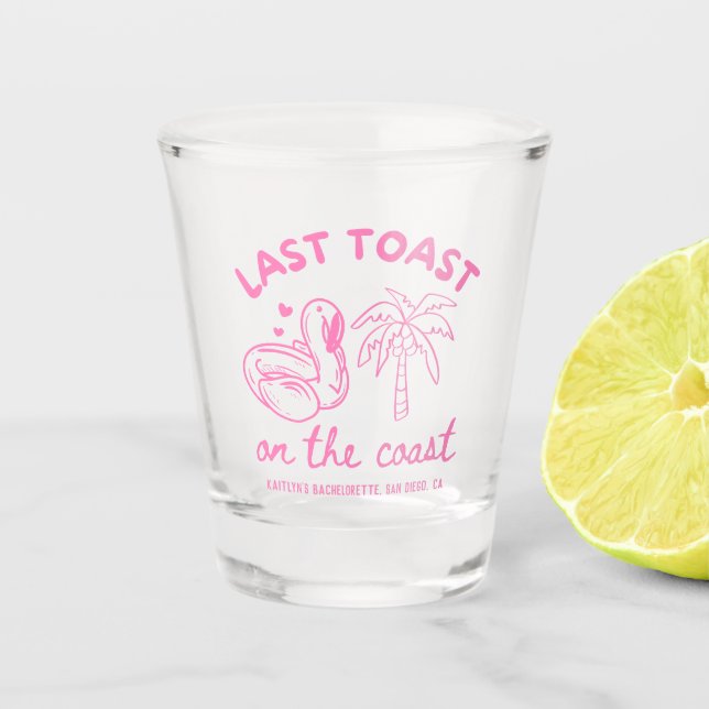 Pink Last Toast Bachelorette Party Shot Glass (Front)