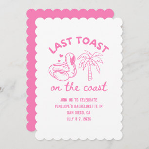 Pink Last Toast on the Coast Bachelorette Invite