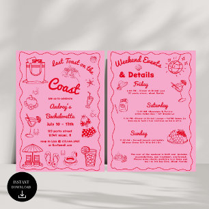 Pink Last Toast On The Coast Bachelorette Weekend Invitation