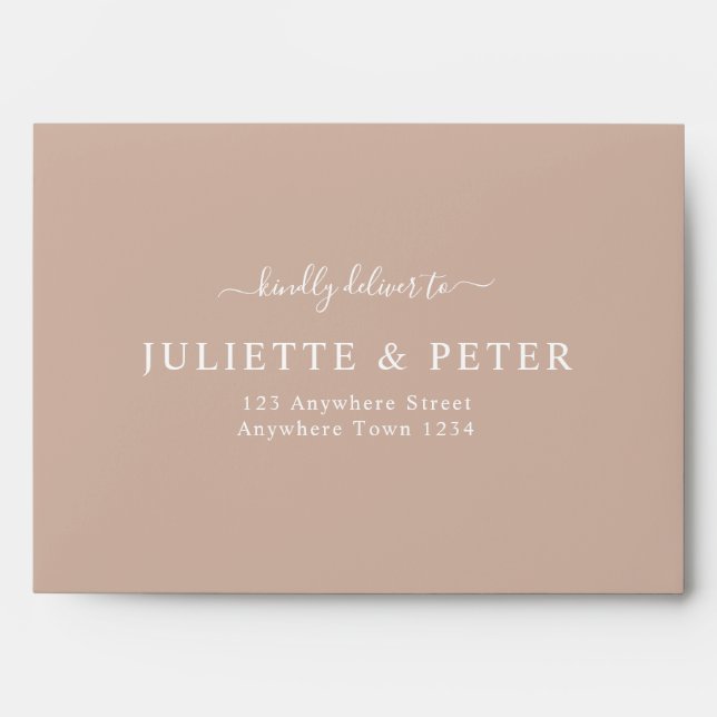 Pink latte Colour w/ Return Address 5x7  Envelope (Front)