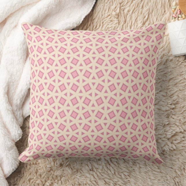Pink Lattice Geometry Pattern Cushion (Blanket)