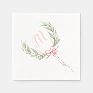 Pink Laurel Crest Ribbon Napkin