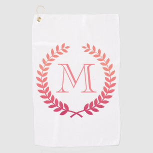 Pink Laurel Wreath Monogram Golf Towel