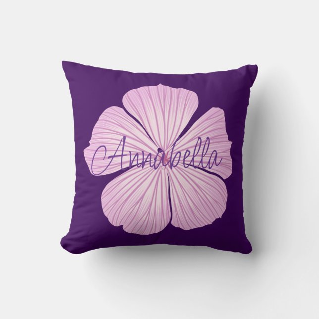 Pink Lavatera Flower Cushion (Front)