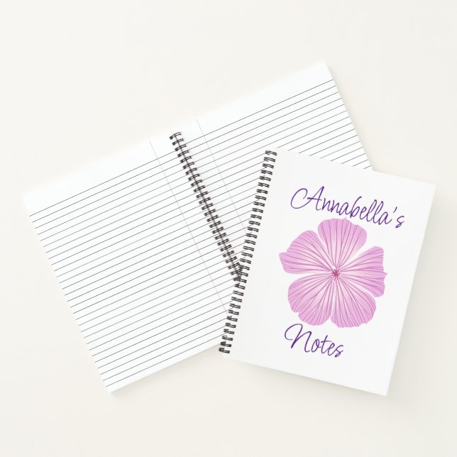 Pink Lavatera Flower Notebook (Inside)