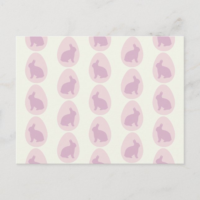 Pink & Lavender Bunny Egg Pattern Postcard (Front)
