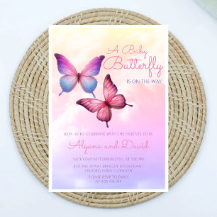 Pink Lavender Butterfly Baby Shower Invitation