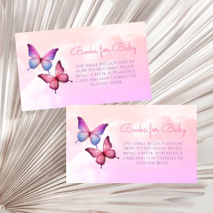 Pink Lavender Butterfly Books for Baby Shower Enclosure Card