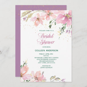 Pink Lavender Floral Bridal Shower Invitation