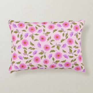 Pink Lavender Floral Lacy Daisy Accent Pillow