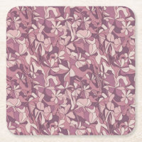 Pink Lavender Flowers Camo Coaster Set