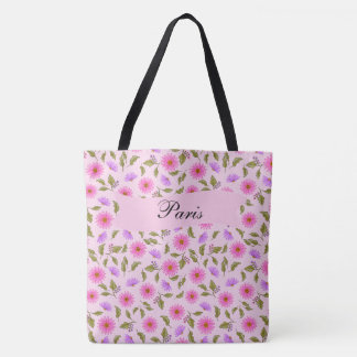 Pink Lavender Lacy Daisy Tote Bag