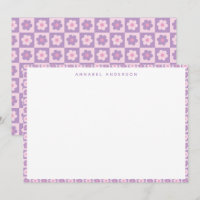 Pink Lavender Purple Flower Check Personalised