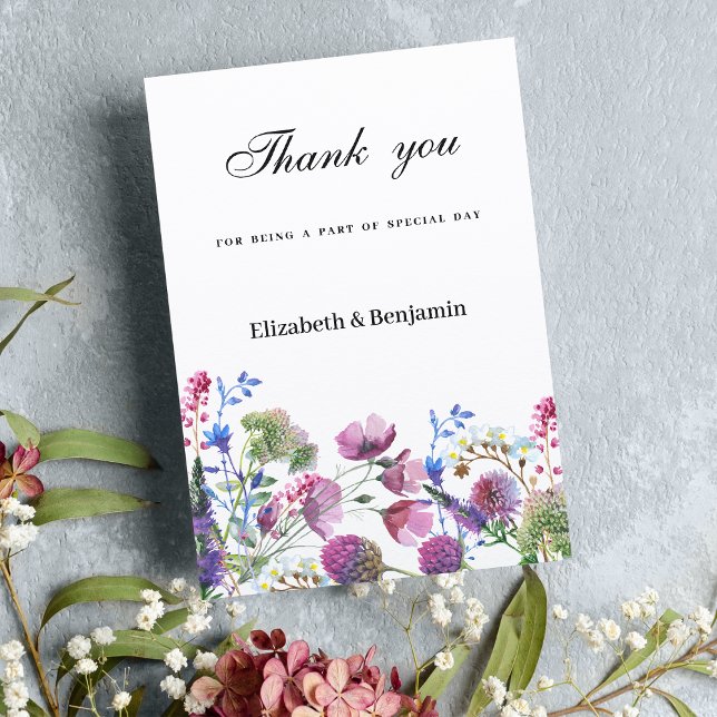 Pink lavender purple wildflower summer Thank You  Invitation (Pink lavender purple wildflower summer Thank You )