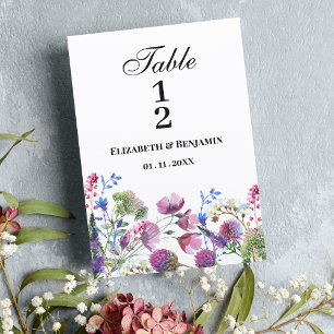 Pink lavender purple wildflower Table Numbers
