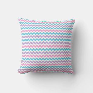 Pink, Lavender, Turquoise Chevrons Cushion