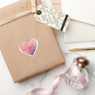 Pink/Lavender Watercolor Simple Heart Shape Sticker
