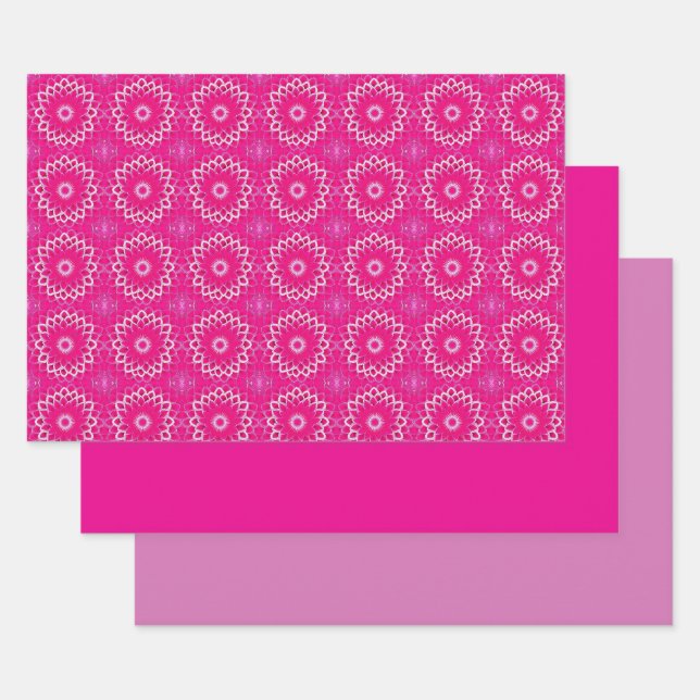 Pink Lavender White Wrapping Paper Sheet (Set)