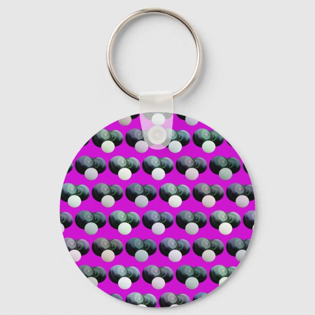 Pink Lawn Bowls Pattern, Key Ring (Front)