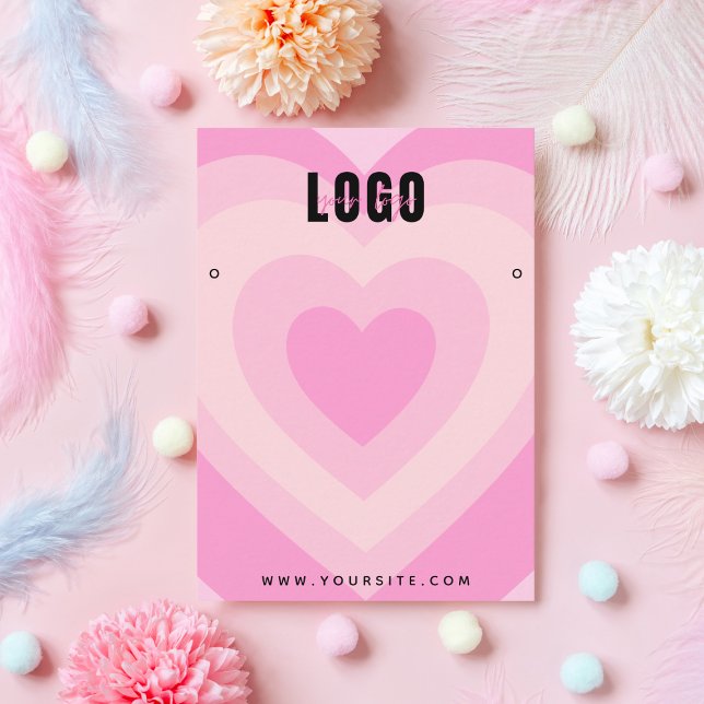 Pink Layered Heart Love Earrings Jewellery Display Business Card (Creator Uploaded)