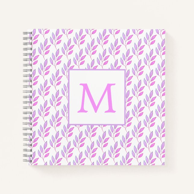 Pink Leaf Monogram  Notebook (Front)
