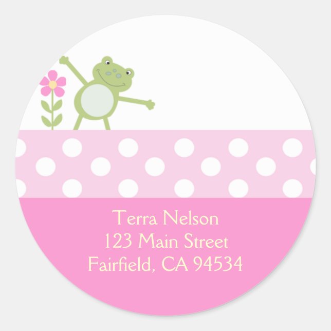 Pink Leap Frog Return Address Stickers (Front)