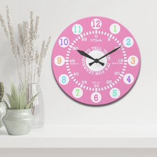 Pink Learning to Tell Time Large Clock