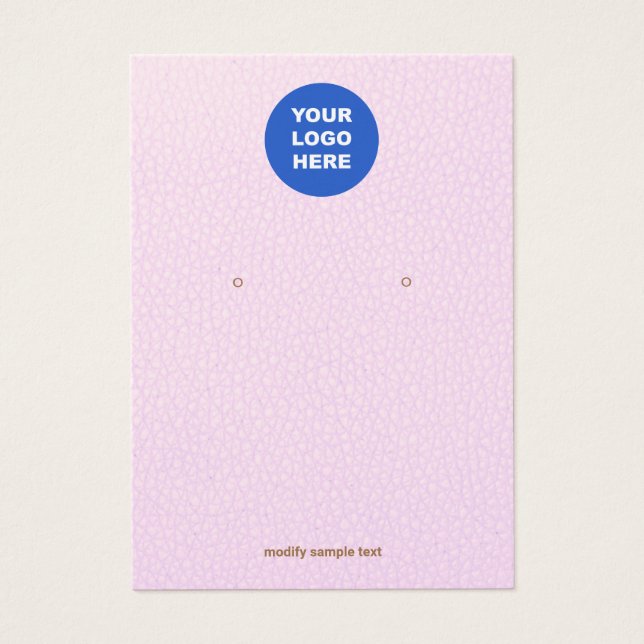 Pink Leather Add Your Logo  Earring Display Card (Front)
