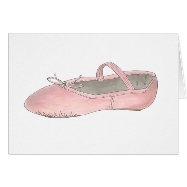 Pink Leather Ballet Shoe Slipper Ballerina Dance (Front Horizontal)