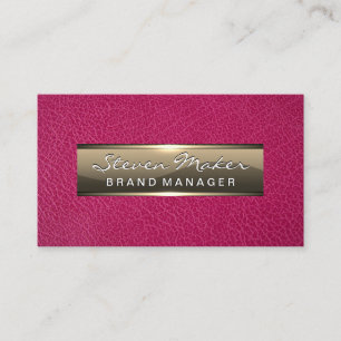 Pink Leather   Gold Metallic Business Card