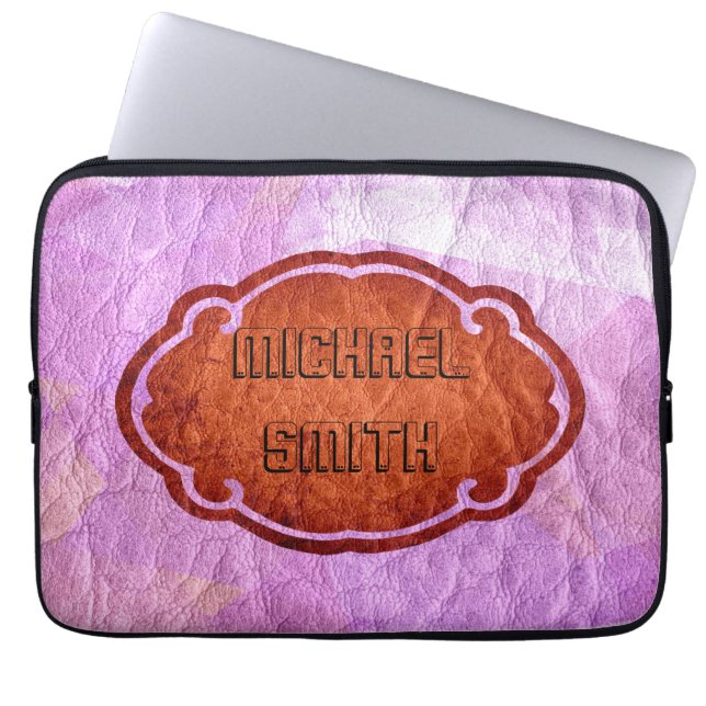 Pink Leather Laptop Sleeve (Front)