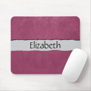 Pink Leather, Leather Background, Your Name Mouse Pad