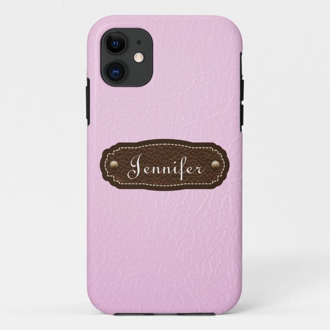 Pink Leather Look personalised iPhone 5 Case-Mate iPhone Case (Back)
