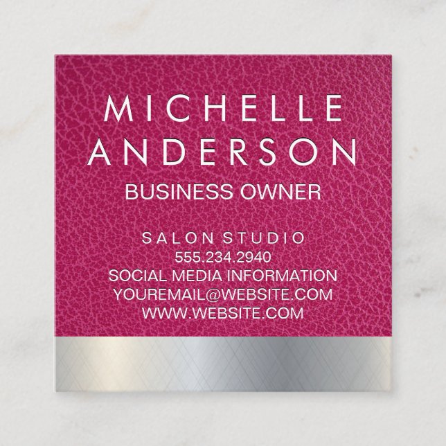 Pink Leather Metallic Loyalty Card (Front)