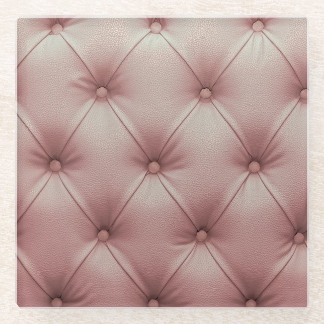 Pink Leather Sofa, Textured Background. Glass Coaster (Front)