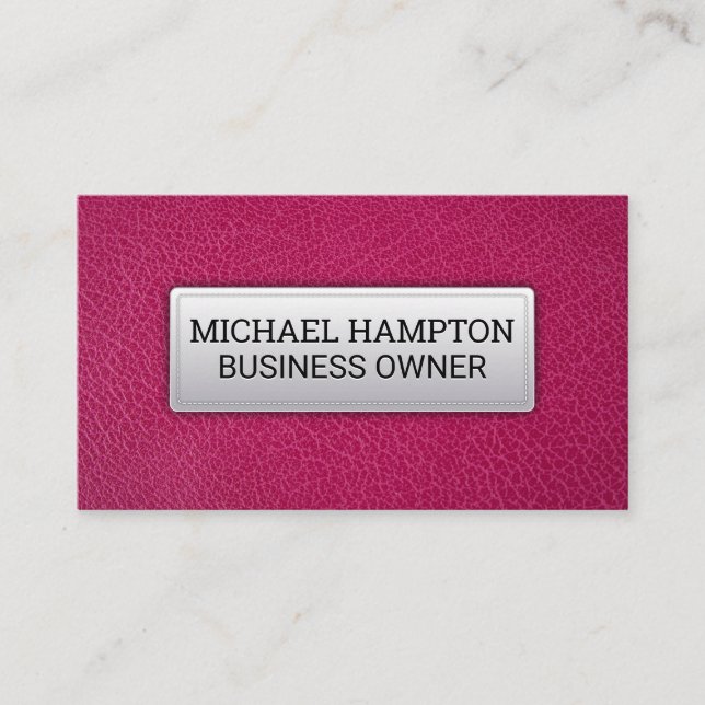 Pink Leather | Stitched Leather Banner Business Card (Front)