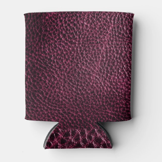 Pink leather texture, close-up background. can cooler (Front)